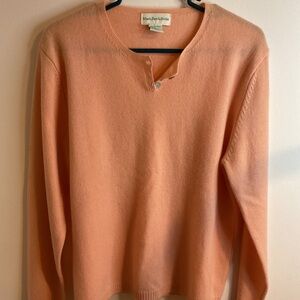 Peach Cashmere V Neck Sweater